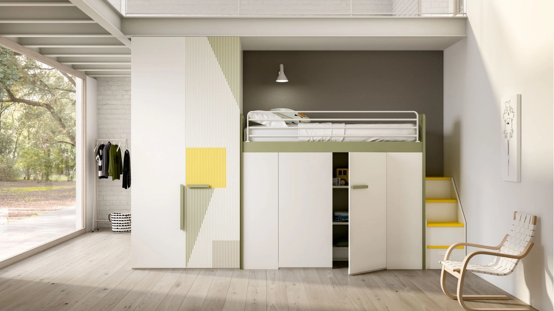 Camera per ragazzi con soppalco Room 174 di Zg Mobili