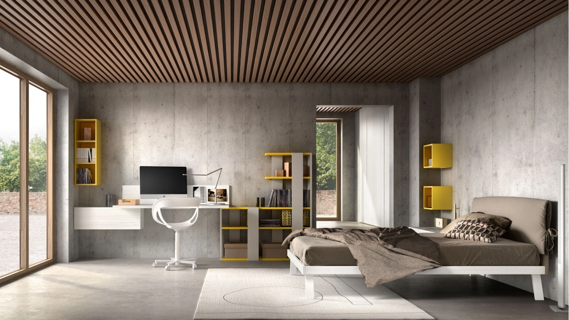 Cameretta per ragazzi Room 105 con parete studio di Zg Mobili