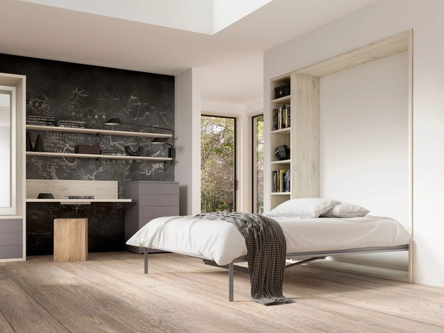 Camera salvaspazio con scrivania e letto aperto Room 150 di Zg Mobili