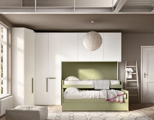 Camera con ponte angolare e doppio letto estraibile Room 147 di Zg Mobili