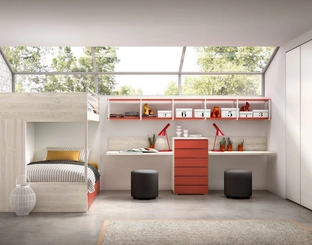 Camera con soppalco Room 153 con letti da una piazza e mezza di Zg Mobili