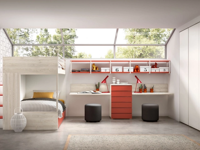 Camera con soppalco Room 153 con letti da una piazza e mezza di Zg Mobili