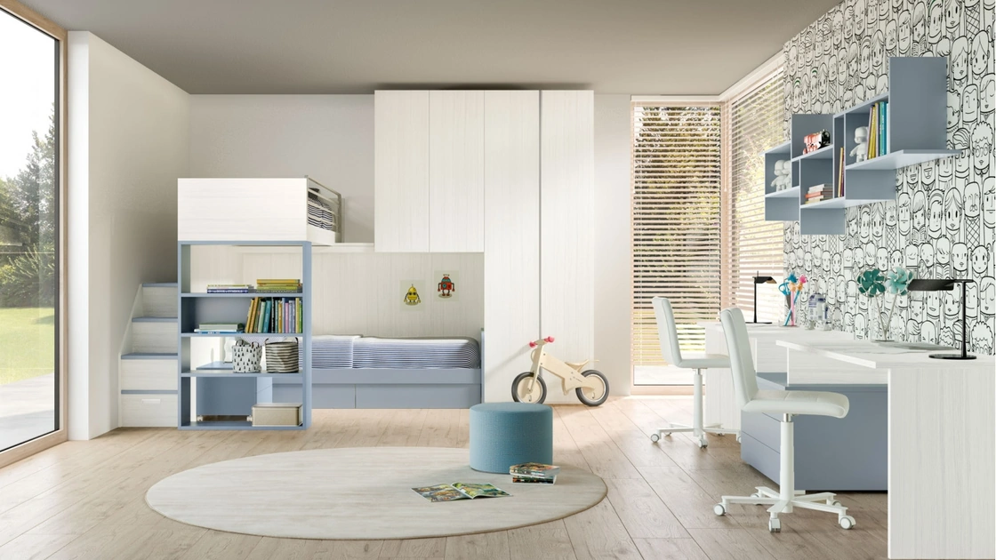 Camera per bambini con soppalco Room 166 di Zg Mobili