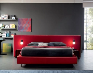 Letto in tessuto dal design lineare ed essenziale Bowie di Felis