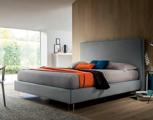 Letto semplice e lineare in tessuto con testiera Charles di Felis