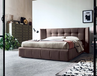 Letto imbottito con testiera trapuntata Foster di Felis