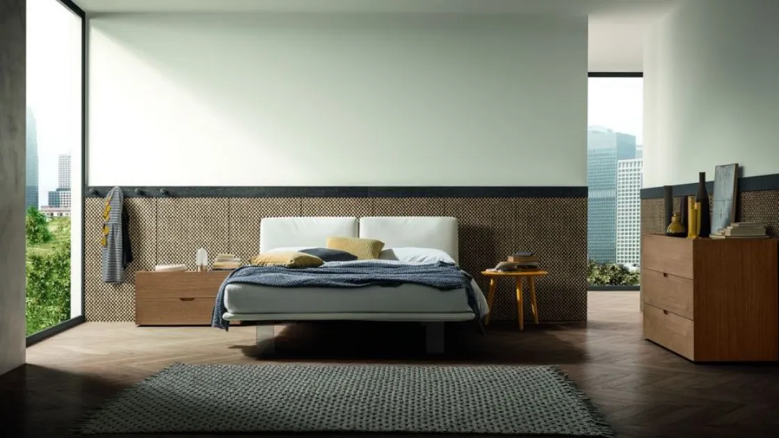 Letto matrimoniale in ecopelle imbottito Ghost di Morassutti