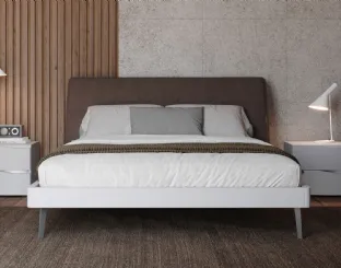 Letto in laccato opaco Narciso con testiera in tessuto di Giessegi