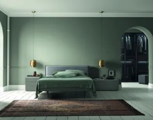 Letto in legno di rovere con testiera in tessuto imbottito Jolye di Morassutti
