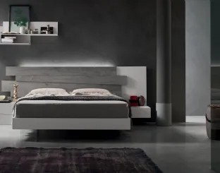 Letto Scudo giroletto melaminico con testiera boiserie di doghe in Rovere di Maronese Acf