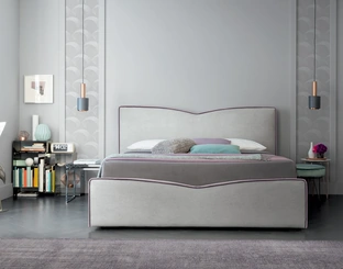 Letto in tessuto con bordo in contrasto con testiera dal design raffinato Megan di Felis