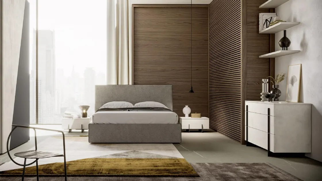Letto in tessuto con box contenitore Otello di Murobianco