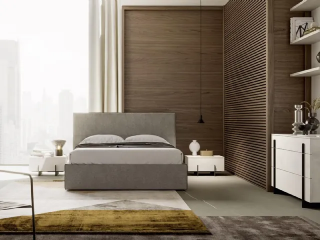 Letto in tessuto con box contenitore Otello di Murobianco