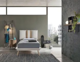 Letto singolo con testiera in tessuto imbottito Santorini di Target Point
