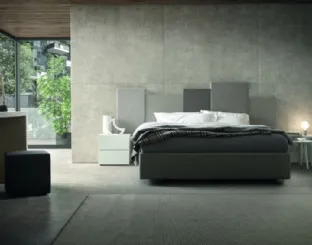 Letto matrimoniale in legno Sommier con Boiserie imbottita di Morassutti