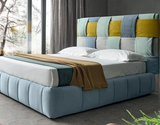 Letto in tessuto morbido con testiera intrecciata Tiffany di Felis