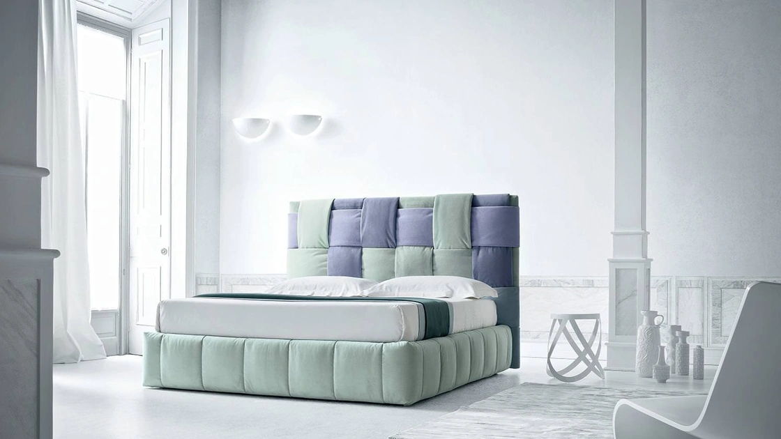 Letto in tessuto morbido con testiera intrecciata Tiffany di Felis