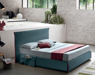 Letto in tessuto con testiera essenziale e leggera Tim di Felis