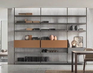 Libreria Sistema O Pen - Comp SU2126 in laccato opaco di Maronese