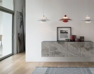 Madia sospesa Artemide in laminato con ante in gres porcellanato effetto marmo di Target Point