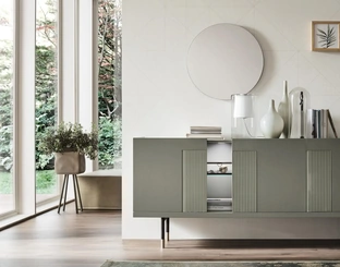 Madia Aura Glass in laccato con inserti decorativi di Maronese