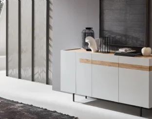 Madia Gilda GL002 finitura Bianco con top e inserto in Rovere Nodato di Maronese Acf