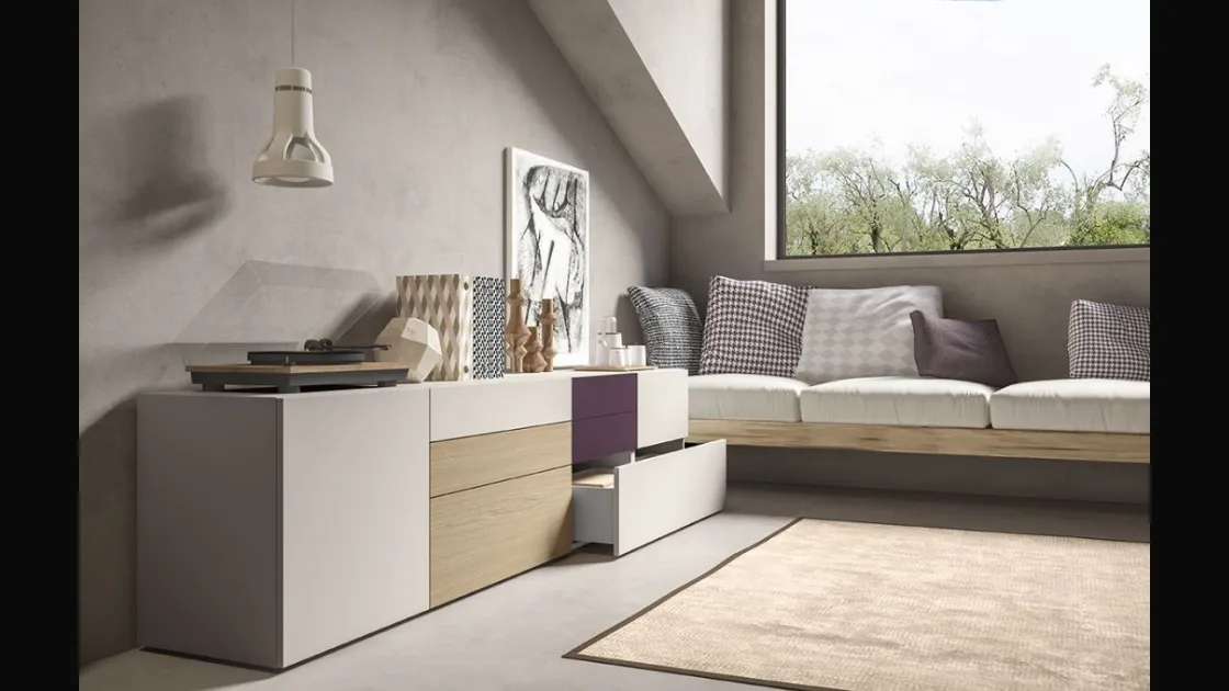 Madia Live 09 SHAPING COLOR in laccato opaco e rovere naturale di Morassutti