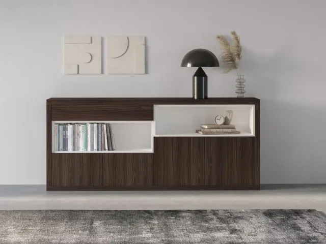 Madia MD 9589T in nobilitato Teak e Bianco di Giessegi