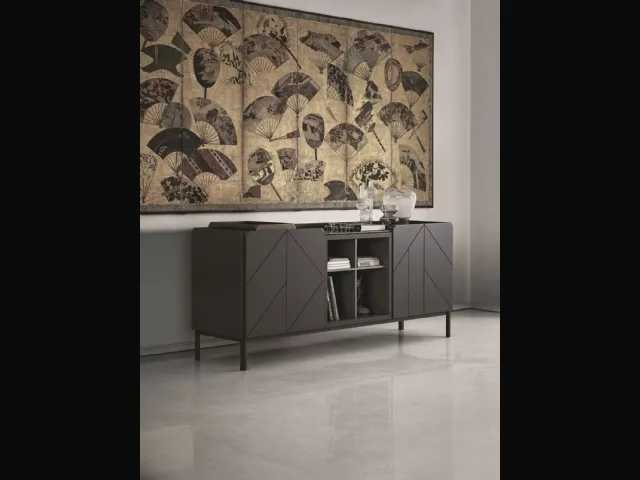 Madia Pica in Legno Laccato Decorato Moka di Bontempi