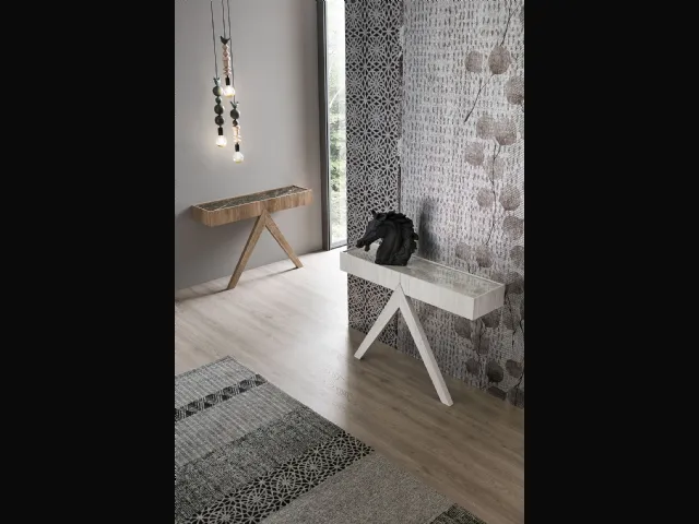 Mobile ingresso consolle Arrow con top in gres porcellanato e struttura in laminato di Target Point