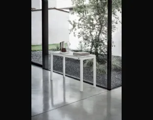 Mobile ingresso Mago Consolle con piano in cristallo e struttura in acciaio laccato di Bontempi