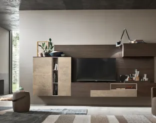 Parete Attrezzata Seta SA2218 in melaminico Rovere Thea e laccato opaco Canapa di Maronese Acf