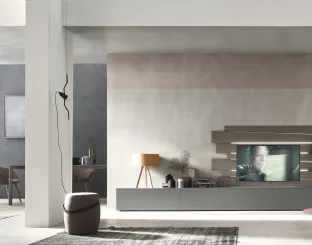 Parete Attrezzata Seta Scuderia SA2223 in Rovere Grigio elaccato opaco Magma di Maronese Acf