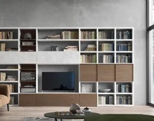 Parete Attrezzata Spalla SA2222 in Rovere Grigio e melaminico Cemento Grigio di Maronese Acf