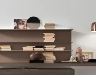 Parete Attrezzata Unix SU2112 in melaminico Rovere Thea e laccato opaco Bronzo, Castagno di Maronese Acf