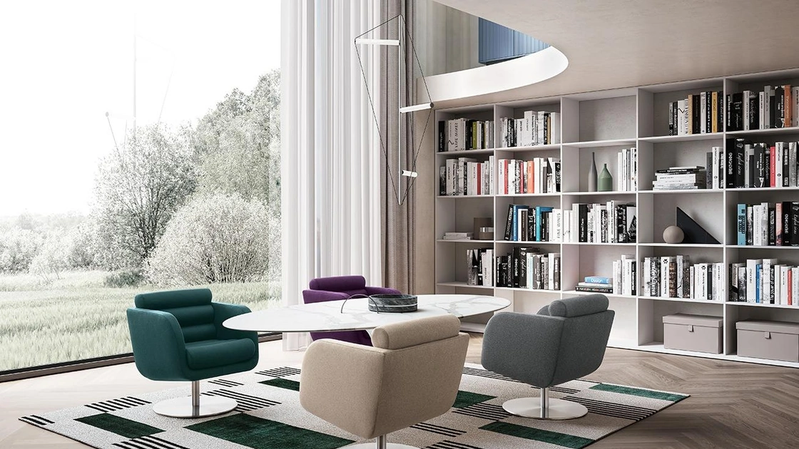 Poltroncina imbottita in tessuto sfoderabile Tubes di Felis