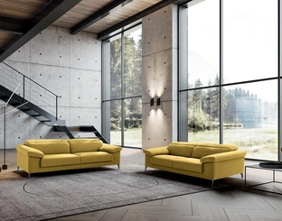 Divano relax con poggiatesta reclinabile e seduta allungabile lineare in tessuto All-In di Felis