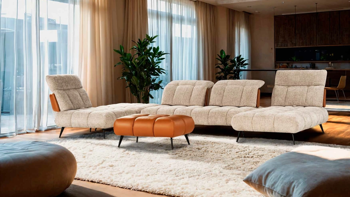 Divano con penisola Dance in tessuto imbottito di Nicoletti Home