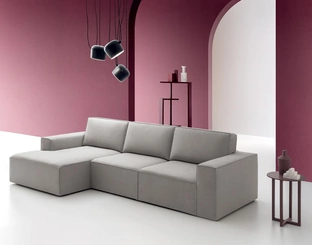 Divano in tessuto con penisola Drake di Felis