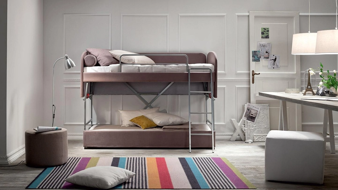 Divano Letto in tessuto che si trasforma in letto a castello Ellen di Felis