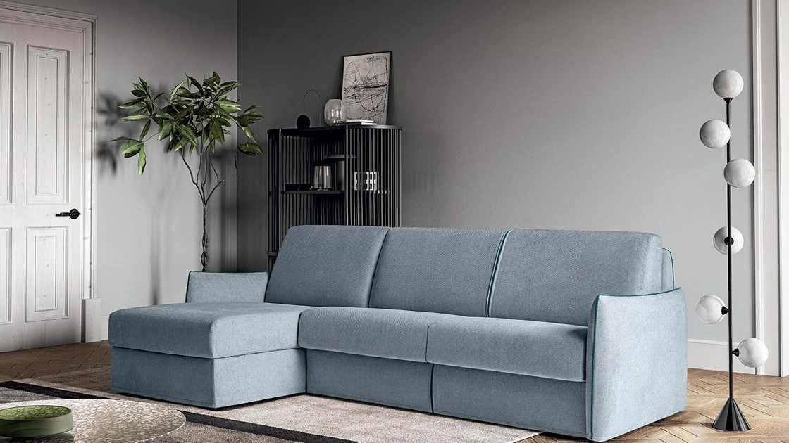Divano Letto moderno in tessuto con penisola Amadeus di Felis
