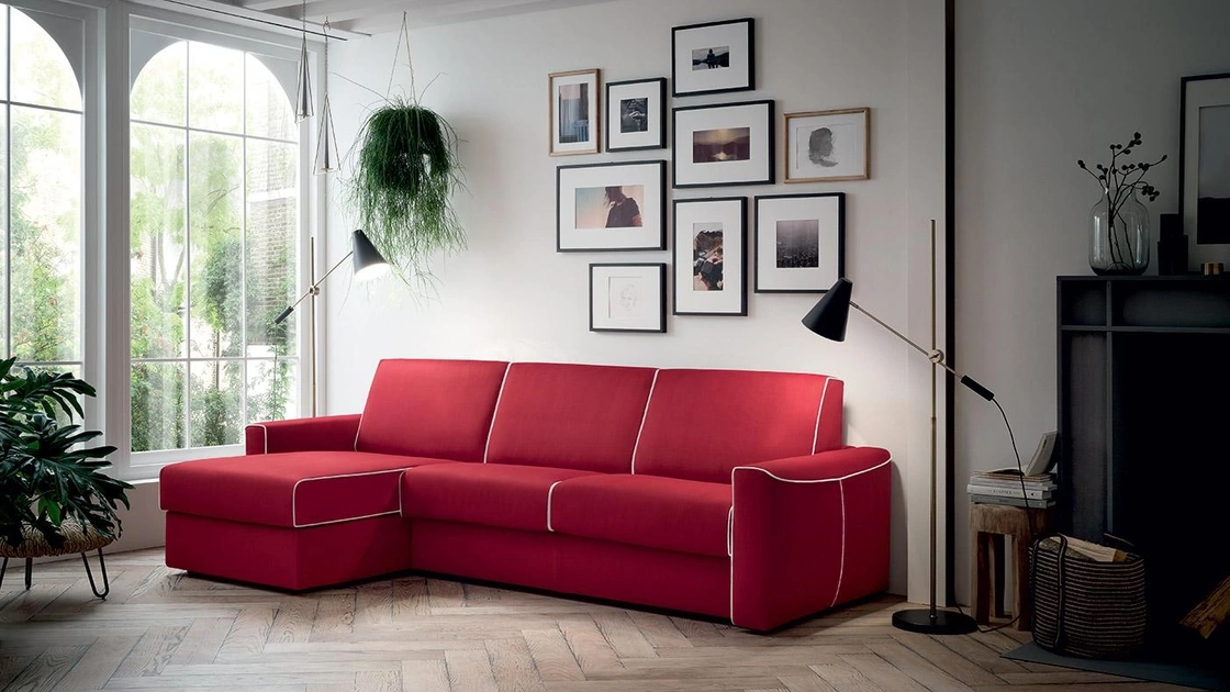 Divano Letto in tessuto con penisola Dakota di Felis