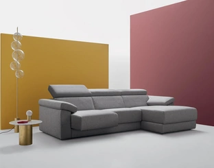 Divano in tessuto con penisola, poggiatesta reclinabili e sedute estraibili Dexter di Felis