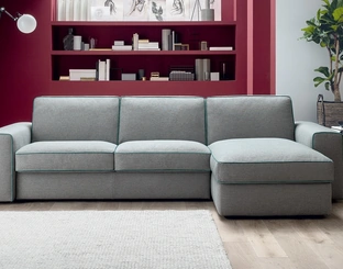 Divano Letto in tessuto con penisola contenitore Efron di Felis