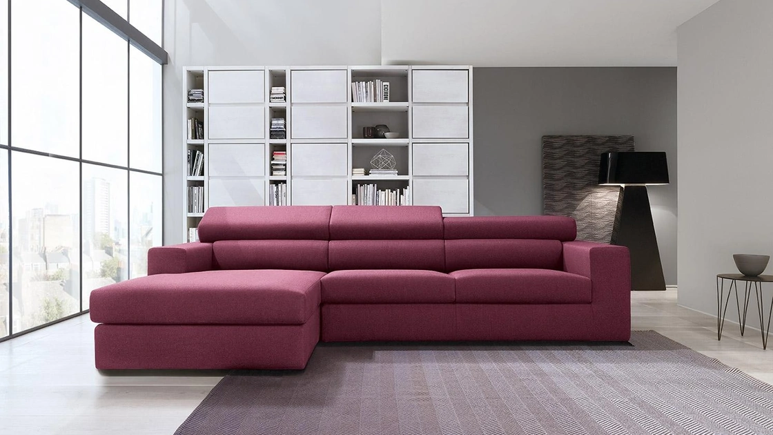 Divano in tessuto con penisola e poggiatesta reclinabili Ginger di Felis