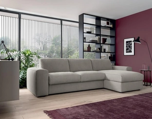 Divano Letto in morbido tessuto imbottito con penisola contenitore Spike di Felis