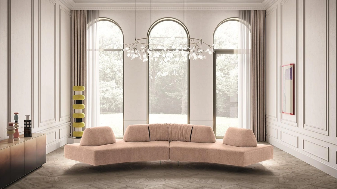 Divano in tessuto con piedini trasparenti Gravity di Felis