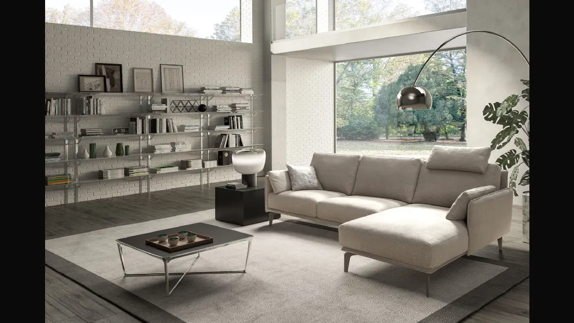 Divano moderno in tessuto con penisola Living Minimal di Samoa