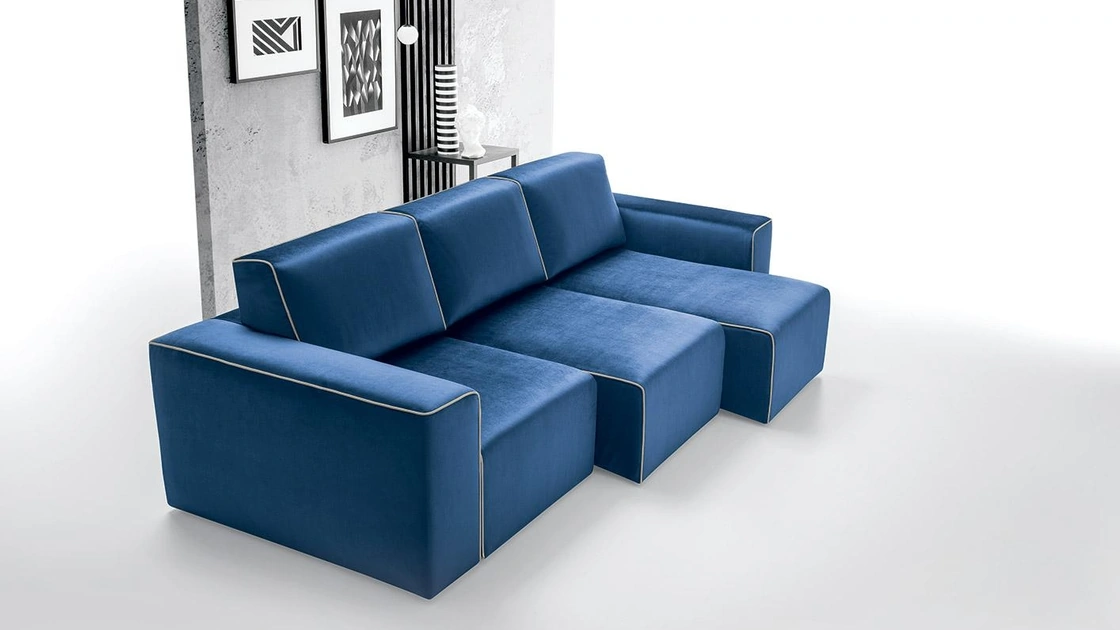Divano lineare in tessuto con sedute estraibili Wally di Felis