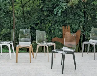 Sedia Berlino in policarbonato trasparente con struttura in legno di Target Point